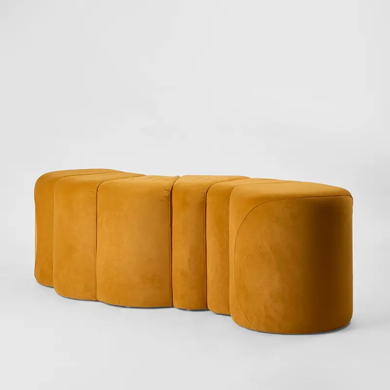 Ridge Bench-Style Ottoman – Mustard Yellow Fabric 1