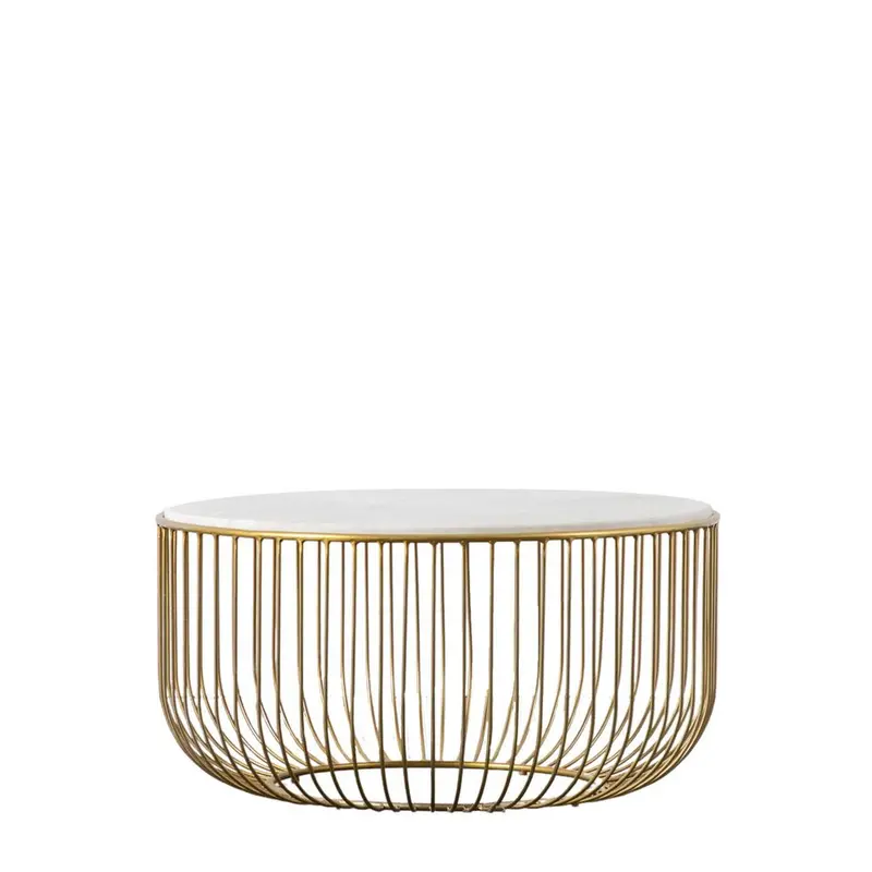 Riley Coffee Table – Gold-Finished Metal Frame With Tempered Glass Top 1