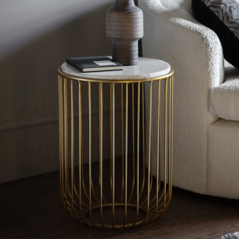 Riley Side Table – Compact Gold-Metal Accent Table 1