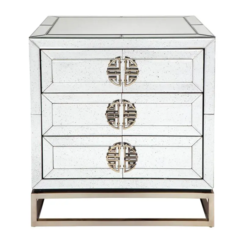 Rochester Mirrored Nightstand With Sleek Metallic Accents 1