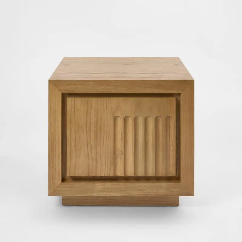 Rock Natural Wood Bedside Table With Two Drawers 1