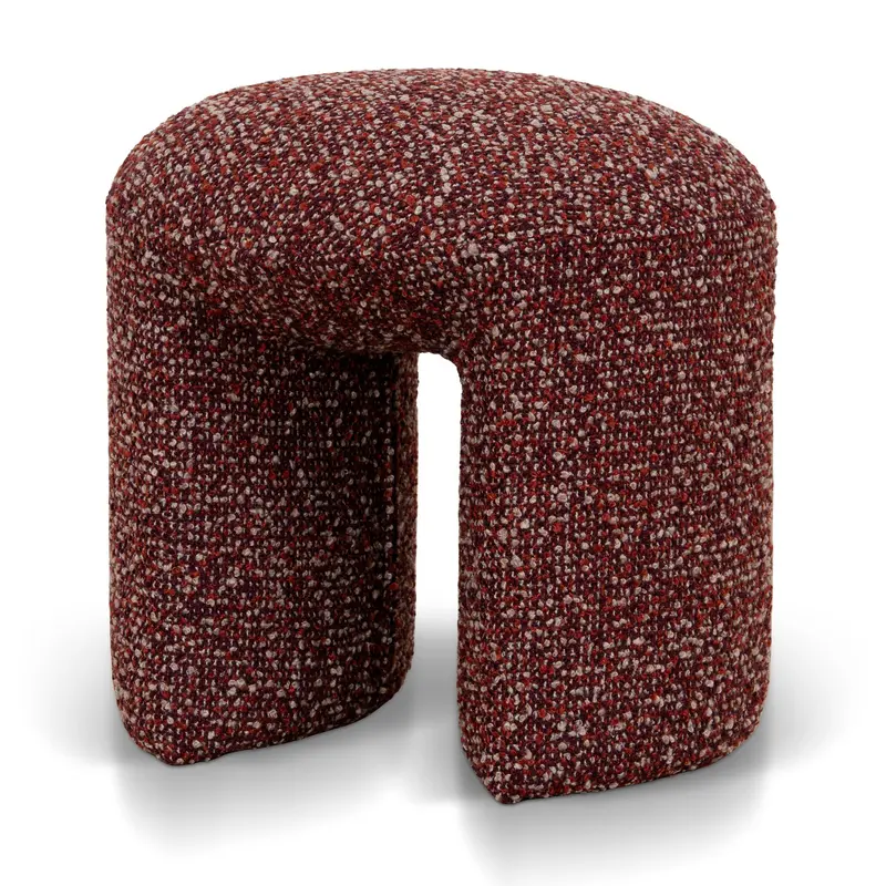 Round Autumn Red Ottoman – Warm Seasonal Accent Piece 1