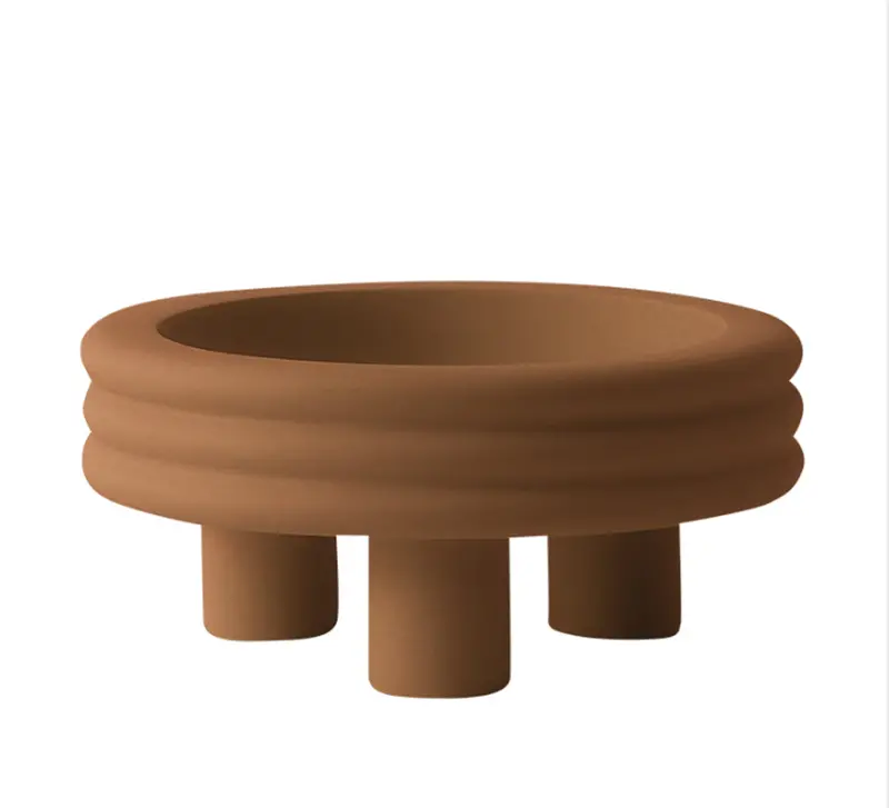 Round High-Rim Ceramic Plate – Brown Finish 1