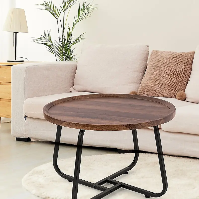 Round Living Room Side Table – Compact Coffee Table For Small Spaces 1