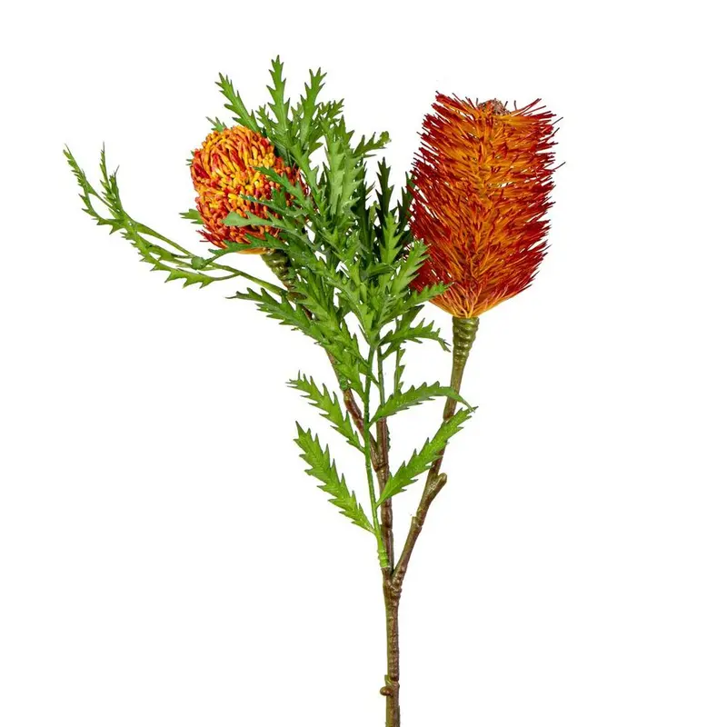 Rust-Colored Banksia Spray – 80Cm Botanical-Style Faux Stem With Buds 1