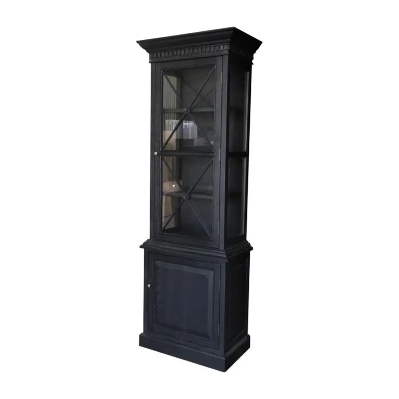 Rustic Black Oak French Single-Door Cabinet 1