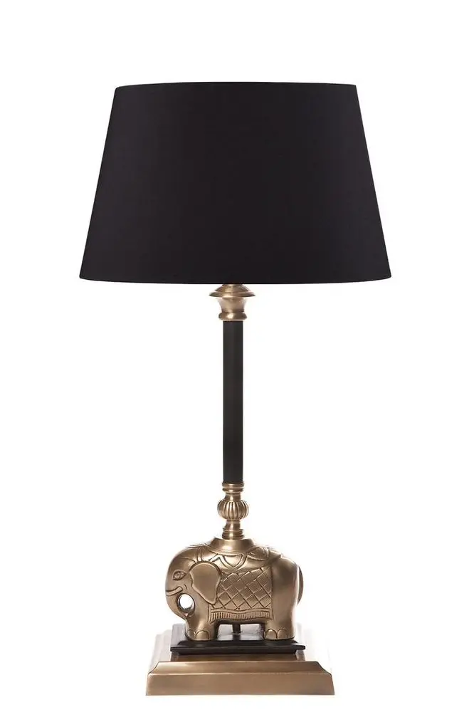 Sabu Antique Brass & Black Table Lamp Base – Elephant Design (Base Only) 1