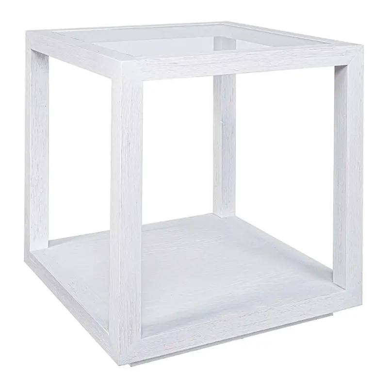 Sadie Large Oak Square Side Table In Bright White Paint 1