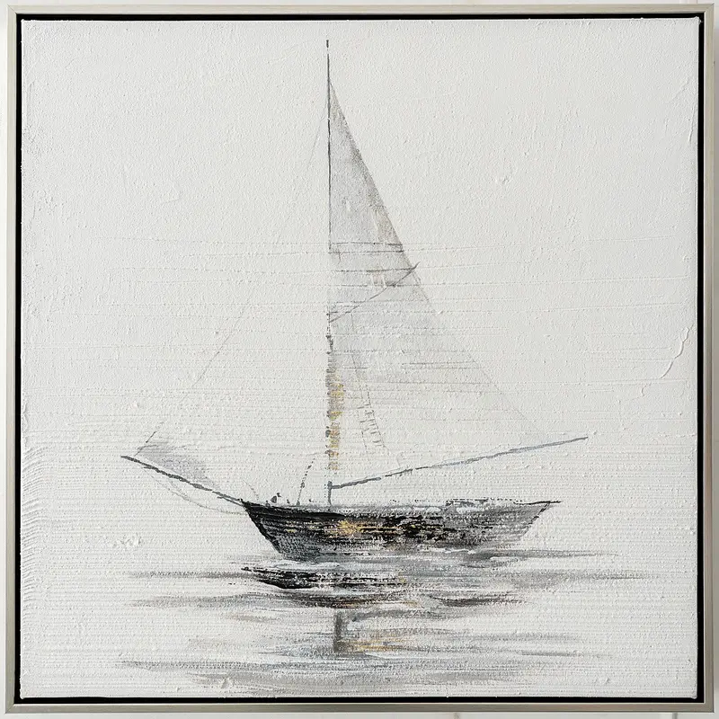 "Sailing Boats 4" Silver-Framed Canvas Print 1