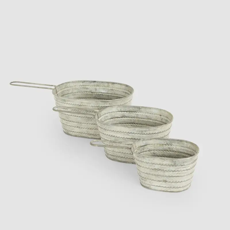 Saintes Trio Of Zinc Pots – Coordinated Garden Container Set 1