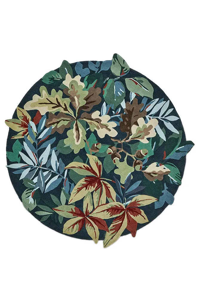Sanderson Robin'S Wood Round Rug In Forest Green – Style 146508 1