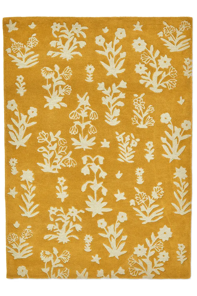 Sanderson Woodland Glade Area Rug In Gold – Pattern 146806 1