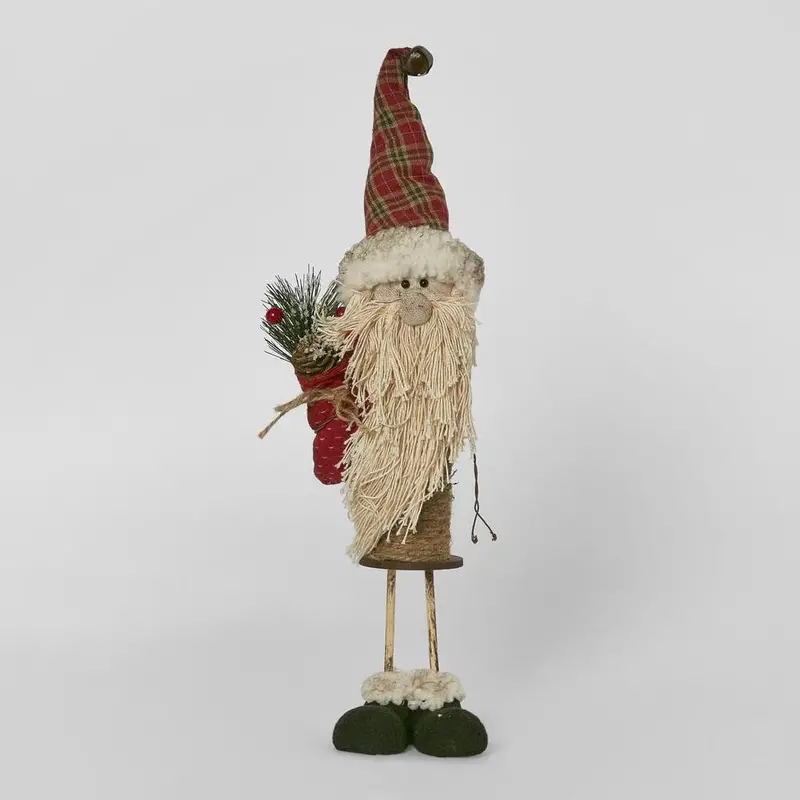 Santa Figurine Holding A Festive Pine Bouquet 1
