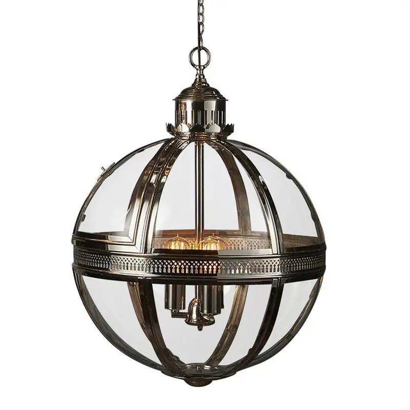 Saxon Large Shiny Nickel Ceiling Pendant Light 1