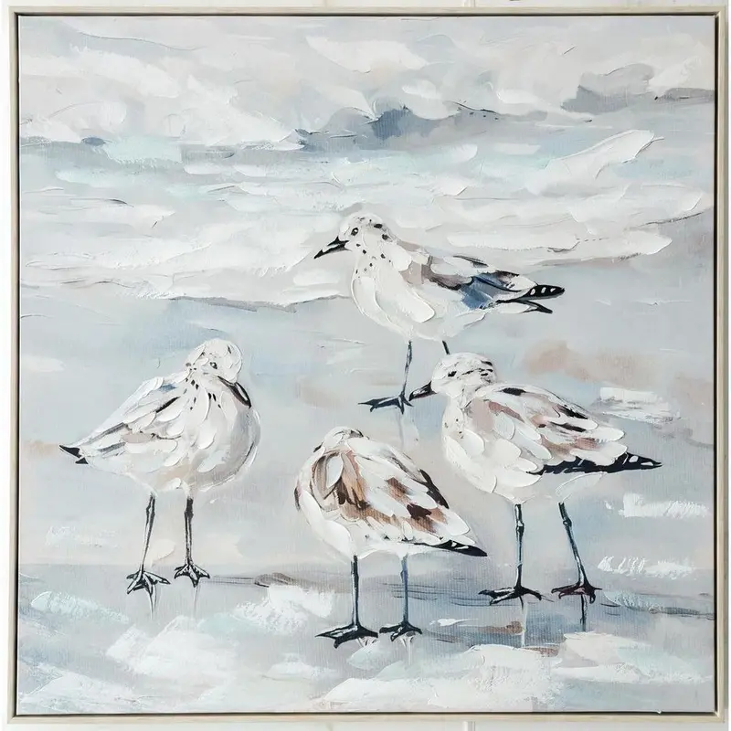 Seagull Silhouette Flock Wall Art Print 1
