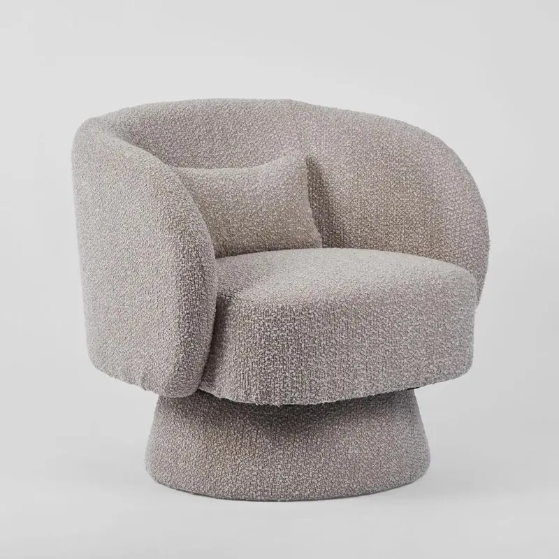 Selena Swivel Accent Chair – Stone-Coloured Upholstery 1
