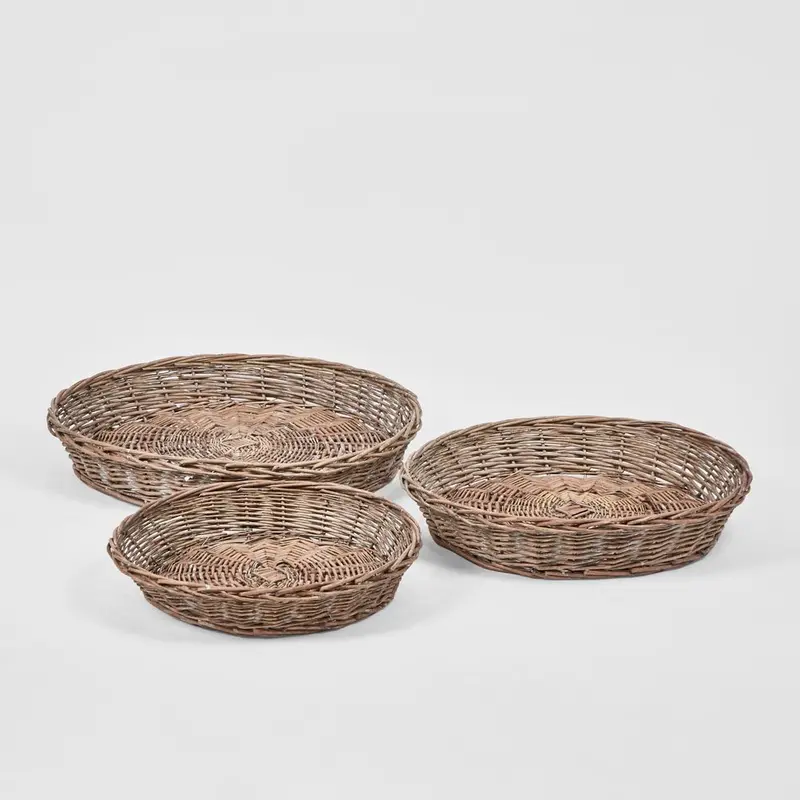 Set Of 3 Round Willow Serving Trays 1