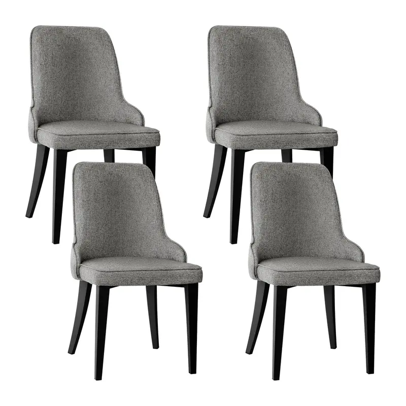 Set Of 4 Linen Dining Chairs – Soft Grey Upholstered Seating 1
