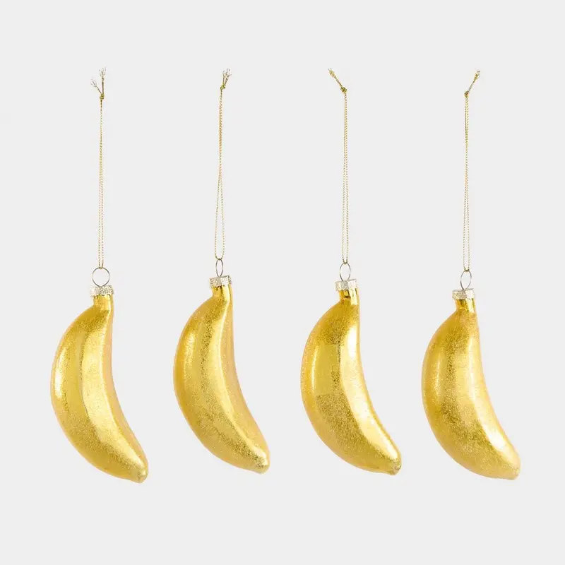 Set Of 4 Sugared Banana Decorative Ornaments 1