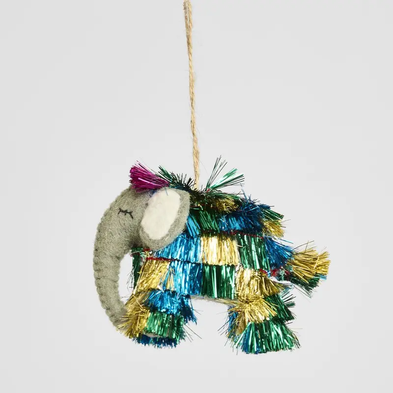 Shaggy Elephant Felt Hanging Ornament For Holiday Trees 1