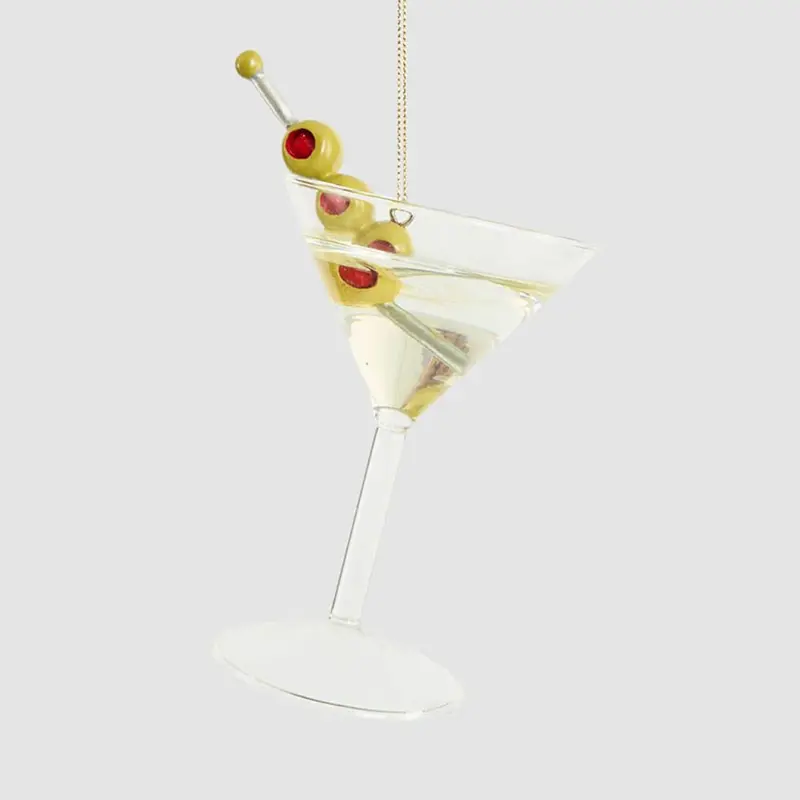 'Shaken Not Stirred' Cocktail-Themed Glass Tree Ornament 1