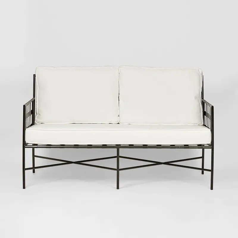Sheffield Outdoor 2-Seater Sofa With White Cushions 1