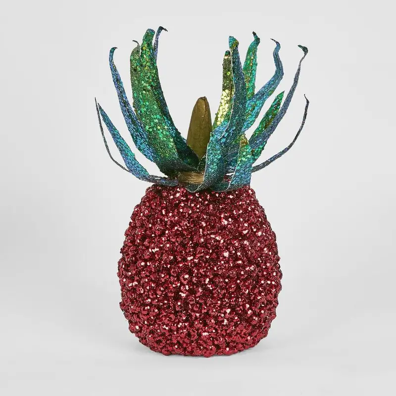 Shimmer Pineapple Ornament – Small Red Metallic 1