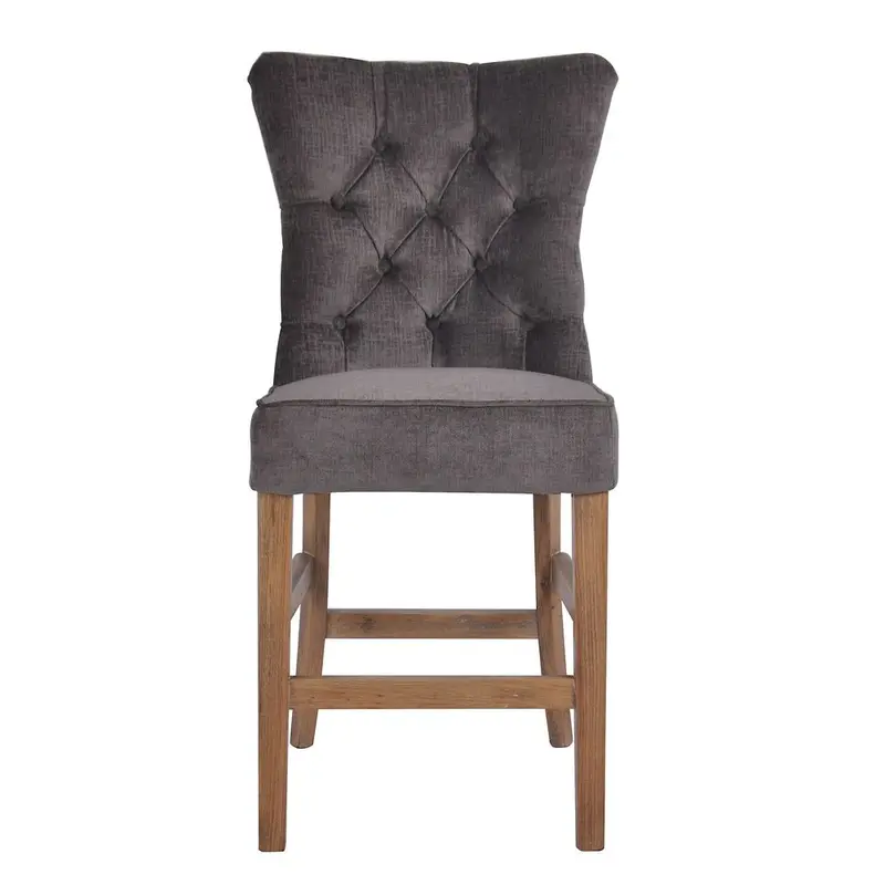 Silver Grey Button-Tufted Counter Stool 1