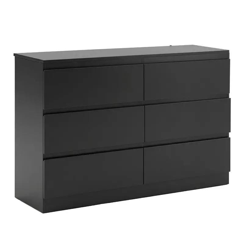 Six-Drawer Lowboy Chest – Matte Black Finish Storage Unit With Smooth Gliding Drawers 1