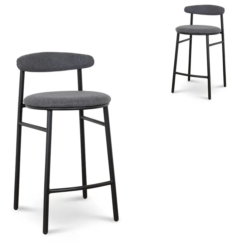 Slate Charcoal Bar Stools – Set Of 2, 65Cm Height 1