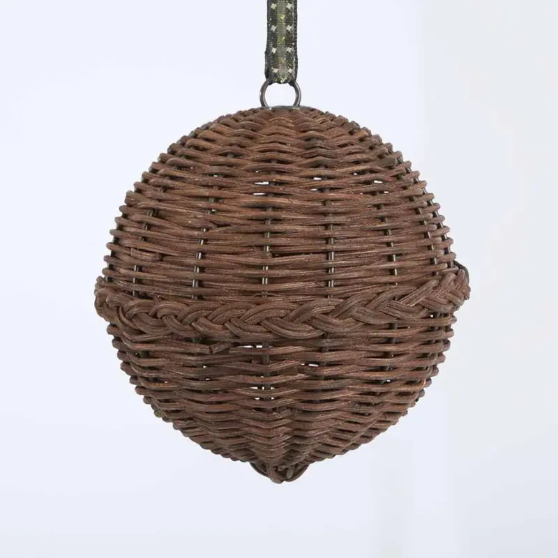 Small Chocolate Brown Rattan Ornamental Bauble 1