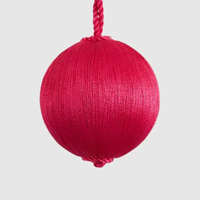 Small Fuchsia Silk Christmas Ornament 1