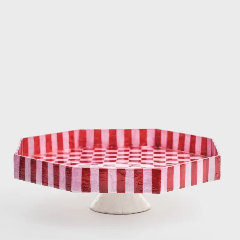 Small Red And Pink Checker Cake Stand 1