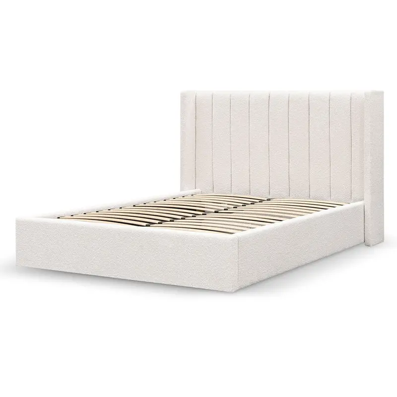 Snow Boucle Wide-Base Queen Bed Frame 1