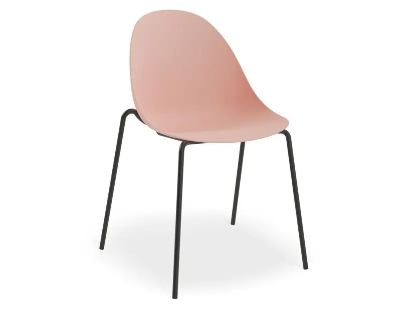 Soft Pink Pebble Chair With Shell Seat – Black Four-Post Stackable Base 1