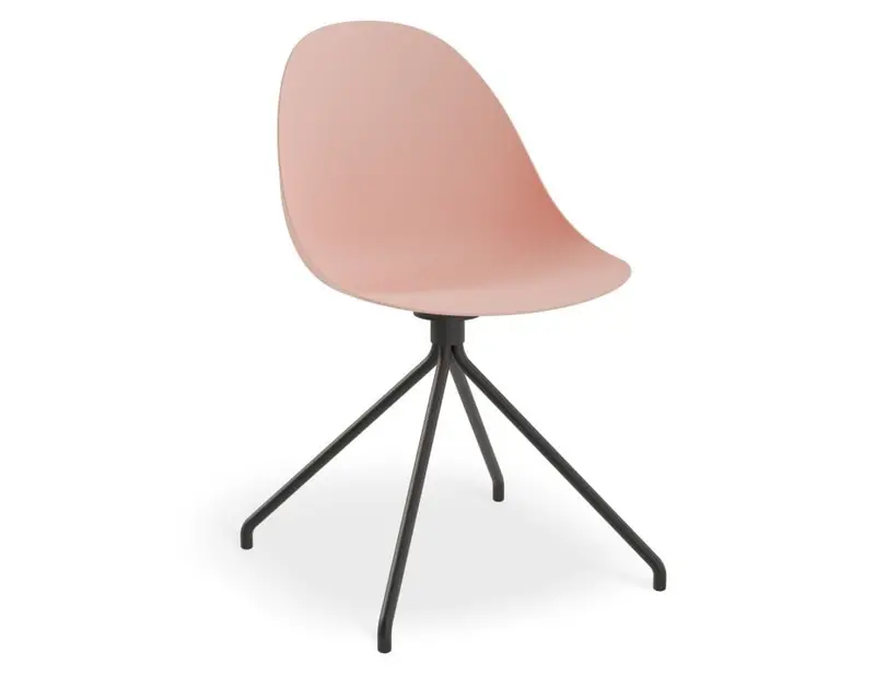 Soft Pink Pebble Chair With Shell Seat – Black Pyramid Fixed Base 1
