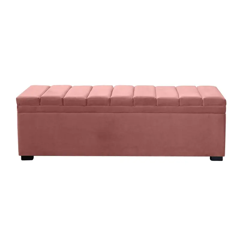 Soho Storage Bench Ottoman In Dusty Rose Velvet Upholstery 1