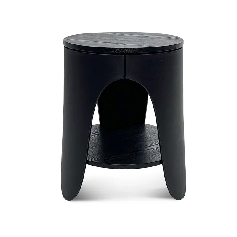 Solid Black Round Side Table 1
