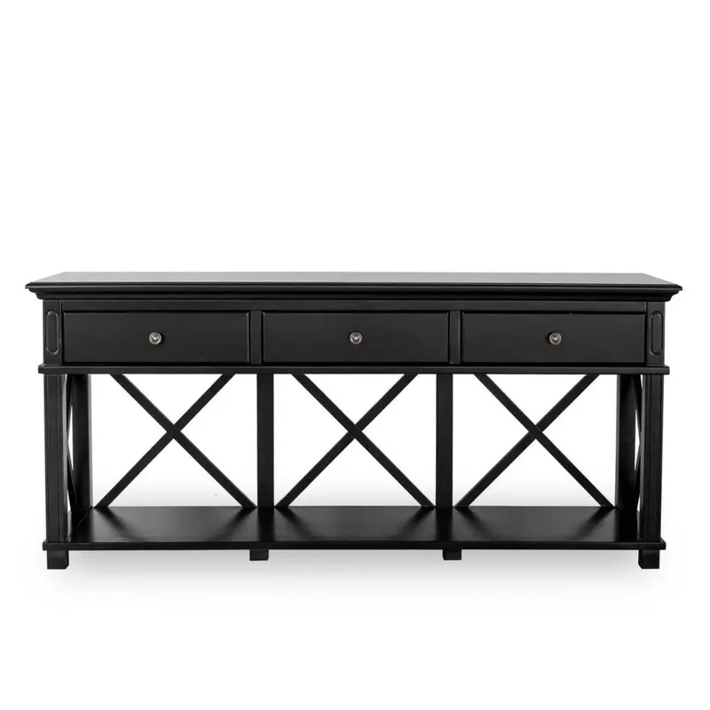 Sorrento Black 190Cm Hamptons Console With Three Drawers 1