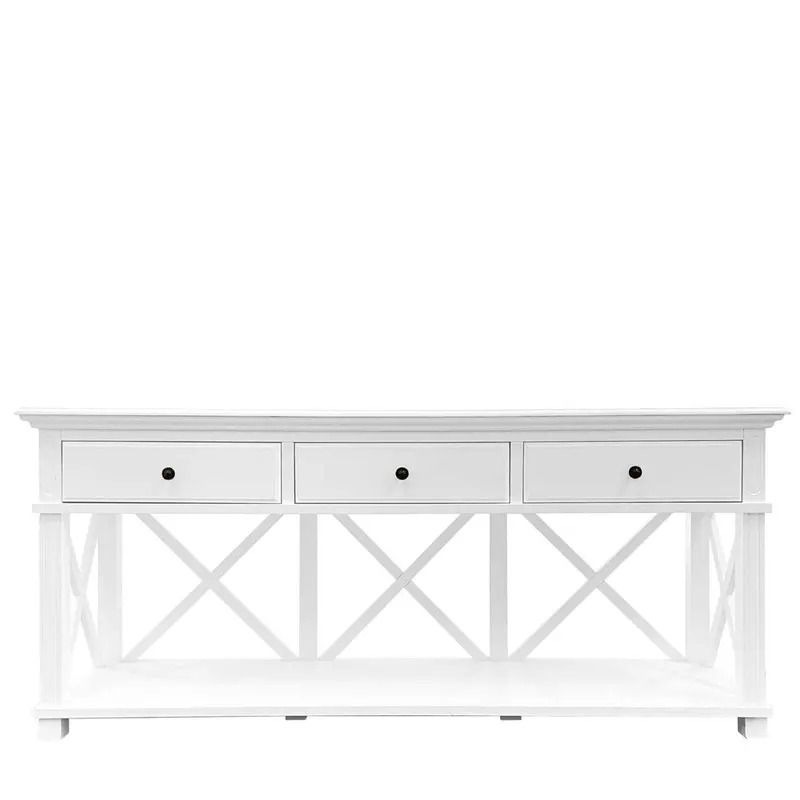 Sorrento White 190Cm Hamptons Console With Three Drawers 1