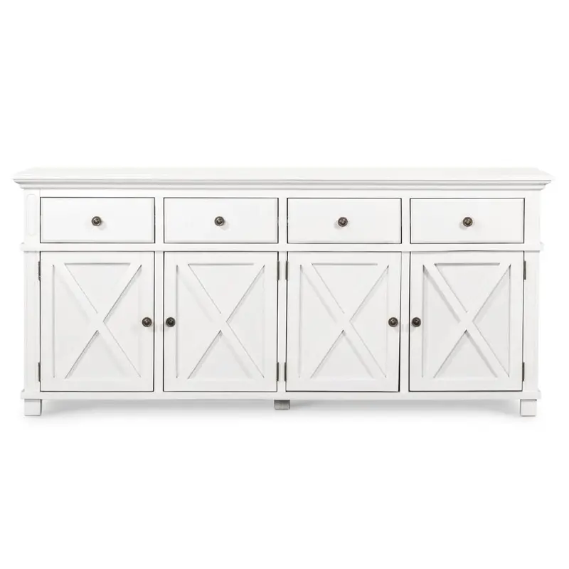 Sorrento White 4-Door Hamptons-Style Buffet Cabinet, 188Cm Tall 1