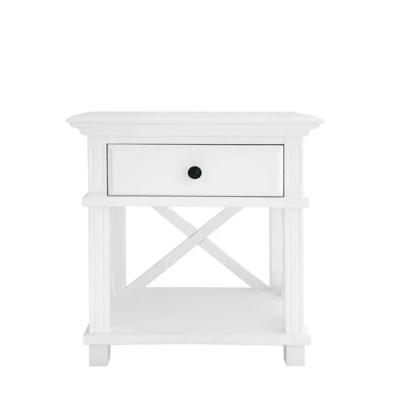 Sorrento White Hamptons Bedside Table With Drawer 1
