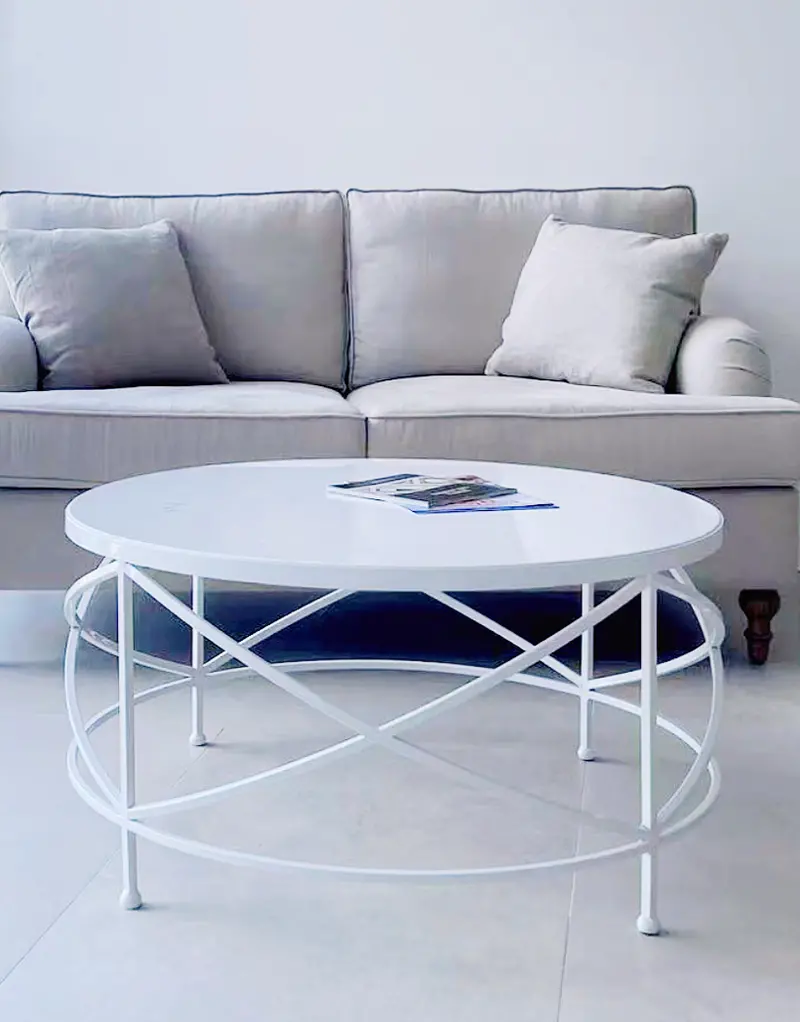 Sullivan Coffee Table – White Marble Top With Matte Black Metal Base 1