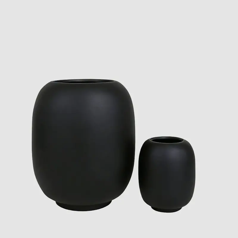 Tall Black Ceramic Sphere Planter Set (2 Pcs) 1