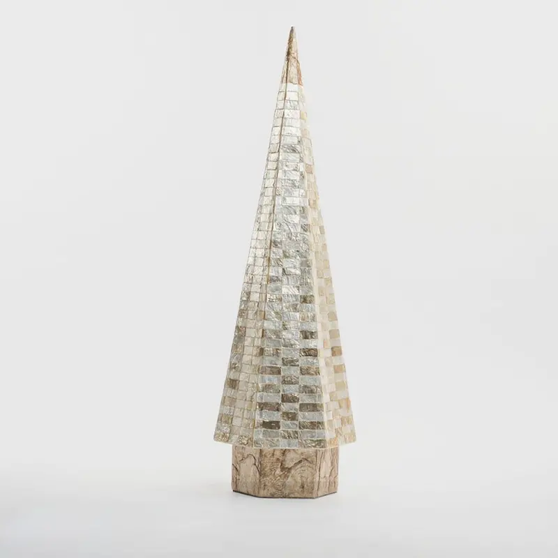 Tall Gold Capiz Checkered Cone Tree 1