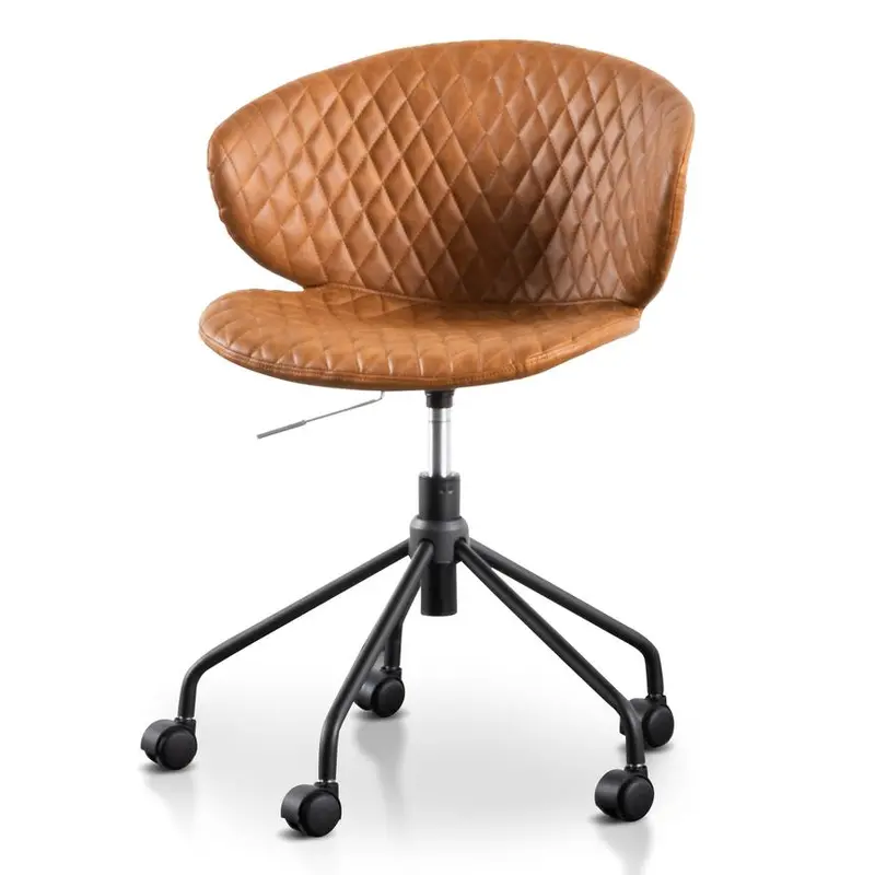 Tan Upholstered Office Chair With Black Frame 1