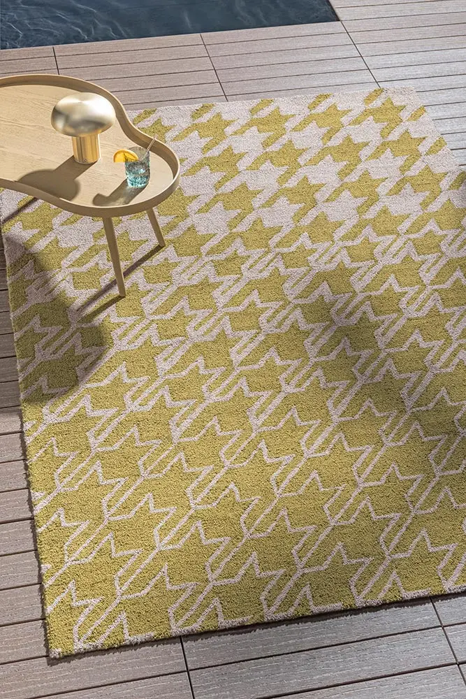 Ted Baker Houndstooth Mustard Outdoor Rug 455706 1