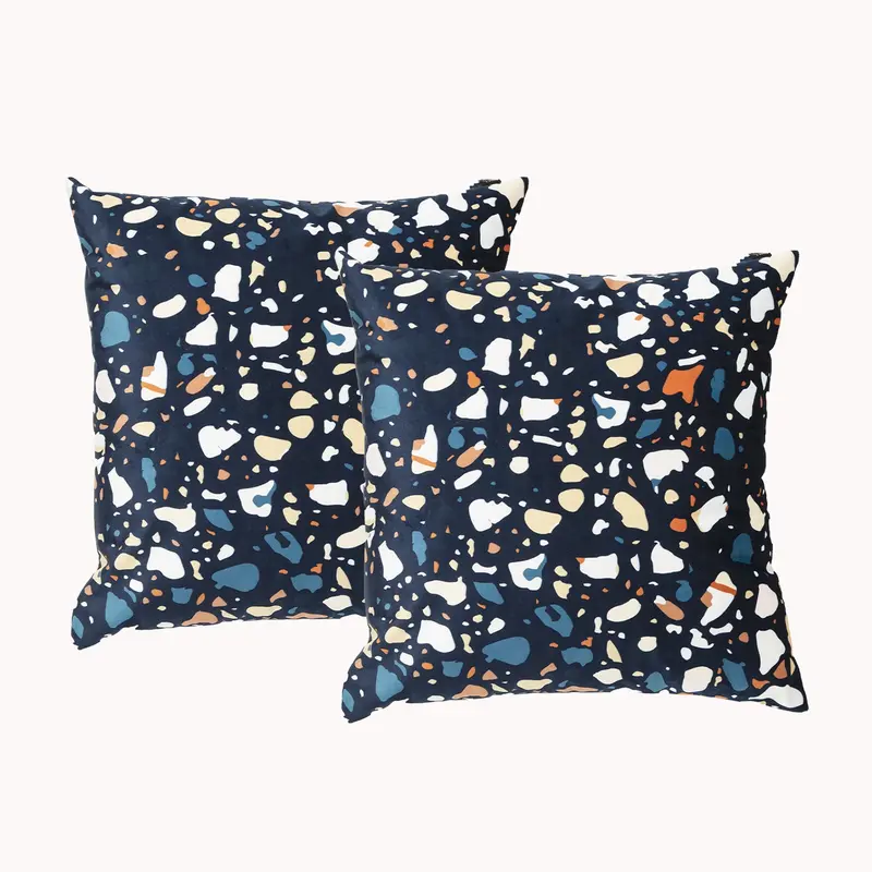 Terazzo-Print Poly Velvet Cushion Duo – Designer Accent Pillows By Renee Taylor 1
