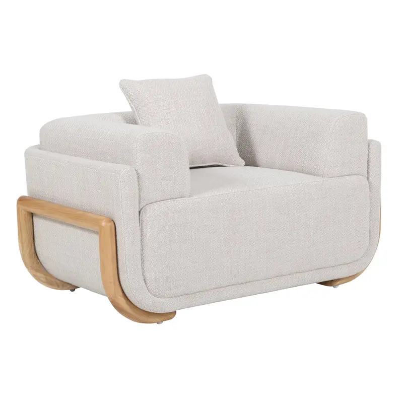 Textured Beige Linen Armchair 1