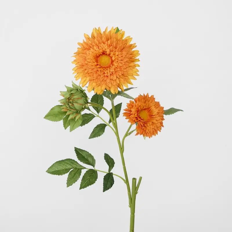 Three-Bloom Orange Sunflower Spray – Vibrant Decorative Accent 1